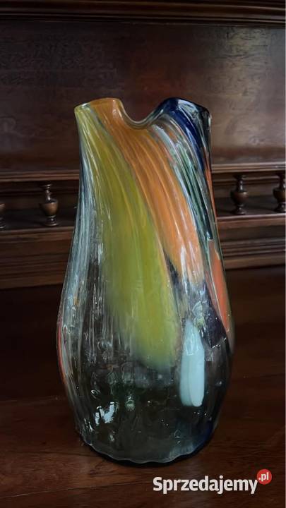 Dzbanek szklany Szkło kolorowe Czasy Prl Gdańsk