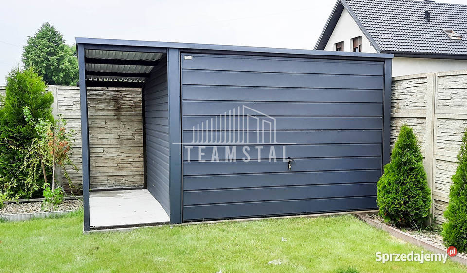 GARAŻ BLASZANY 3m x 5m wiata 1m spad tył Brama Sprzedaż Leszno