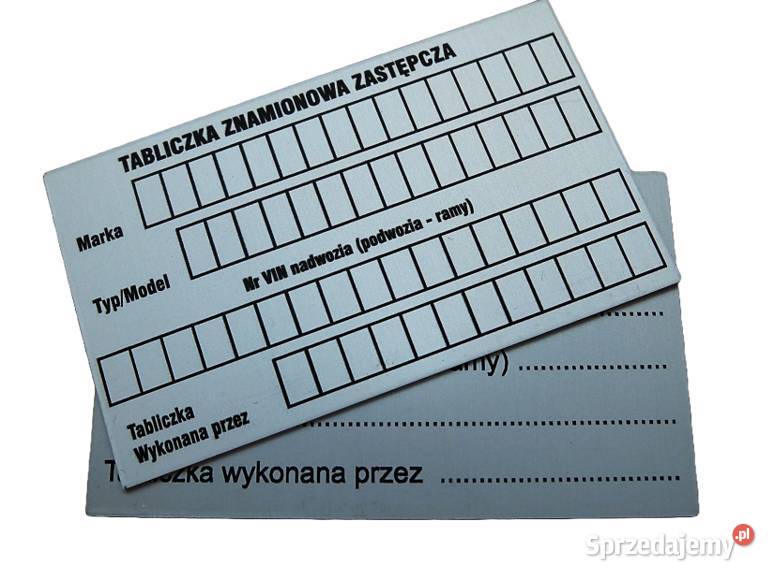 Tabliczka znamionowa zastępcza uniwersalna 10 Chynów