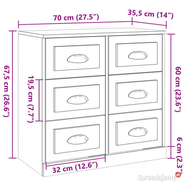 Szafka brązowy dąb 70x355x675 materiał Warszawa