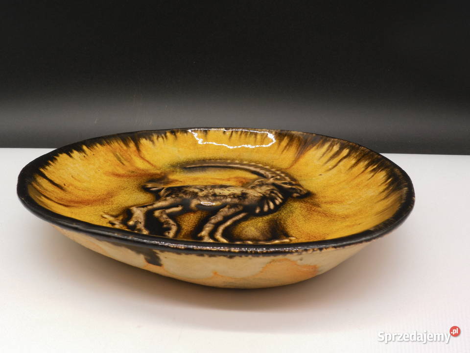 Unikatowa ceramiczna patera vintage KOZIOROŻEC Raszków