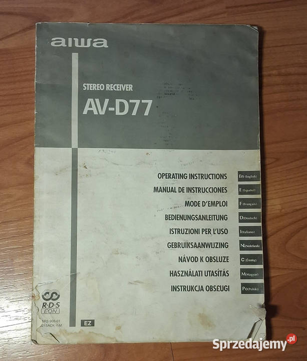 Instrukcja obsługi amplitunera stereo Aiwa AVD77 Łódź sprzedam