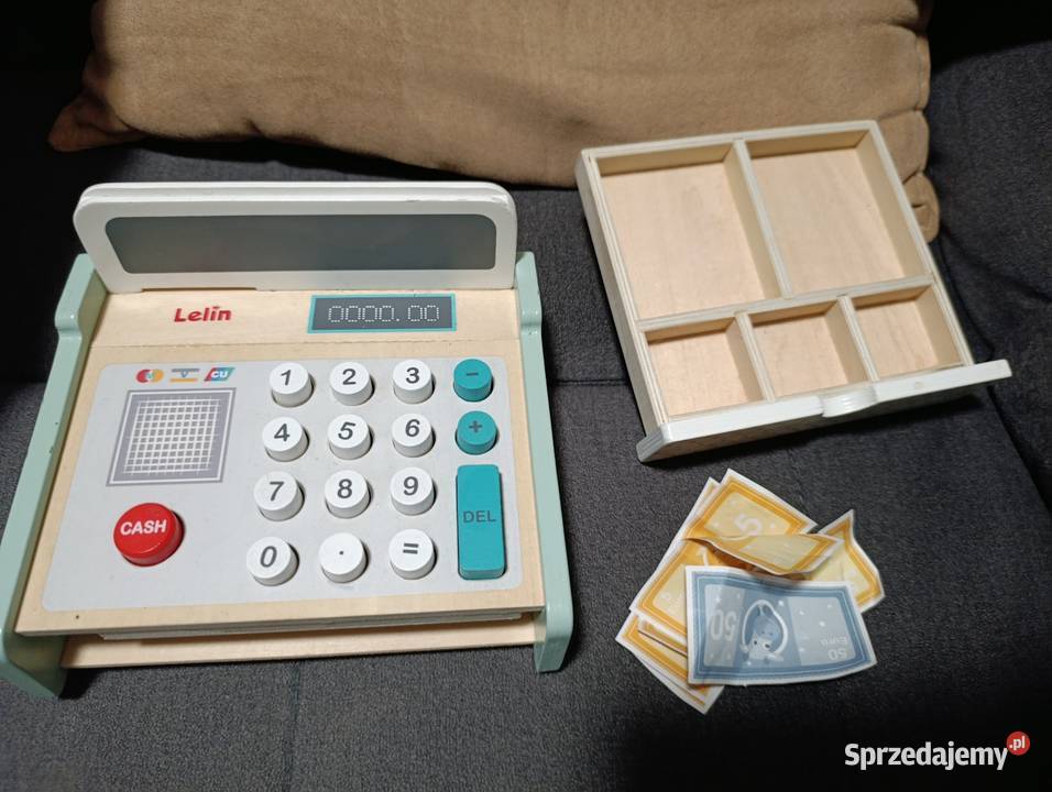 drewniana zabawka a dokładniej pastelowa kasa Poznań sprzedam