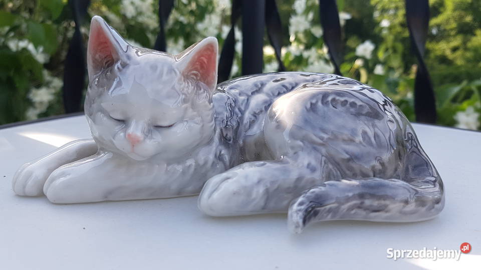 Duża porcelanowa figurka kota śląskie Myszków