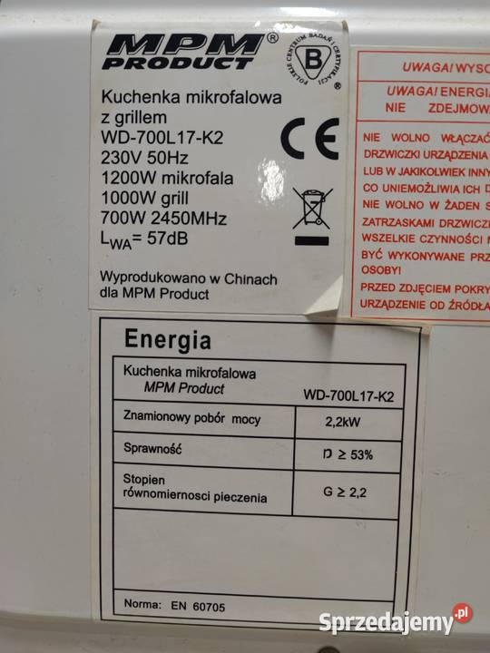 Kuchenka mikrofalowa z grillem MPM Product Lublin