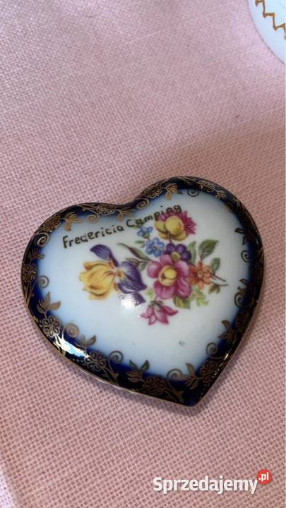 Puzderko serduszko PM kobalt Kwiatki Porcelana i szkło pomorskie Gdańsk