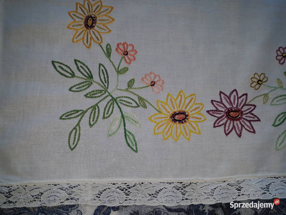 serwetka serweta ręczny haft płaski bogaty cudna pomorskie sprzedam