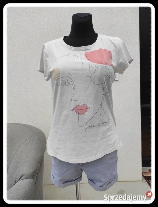 Bluzka koszula tshirt kobieca twarz 40 L Tom biały Odzież damska sprzedam