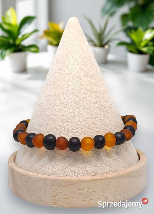 Korale i bransoletka z bursztynu baroczek koniak