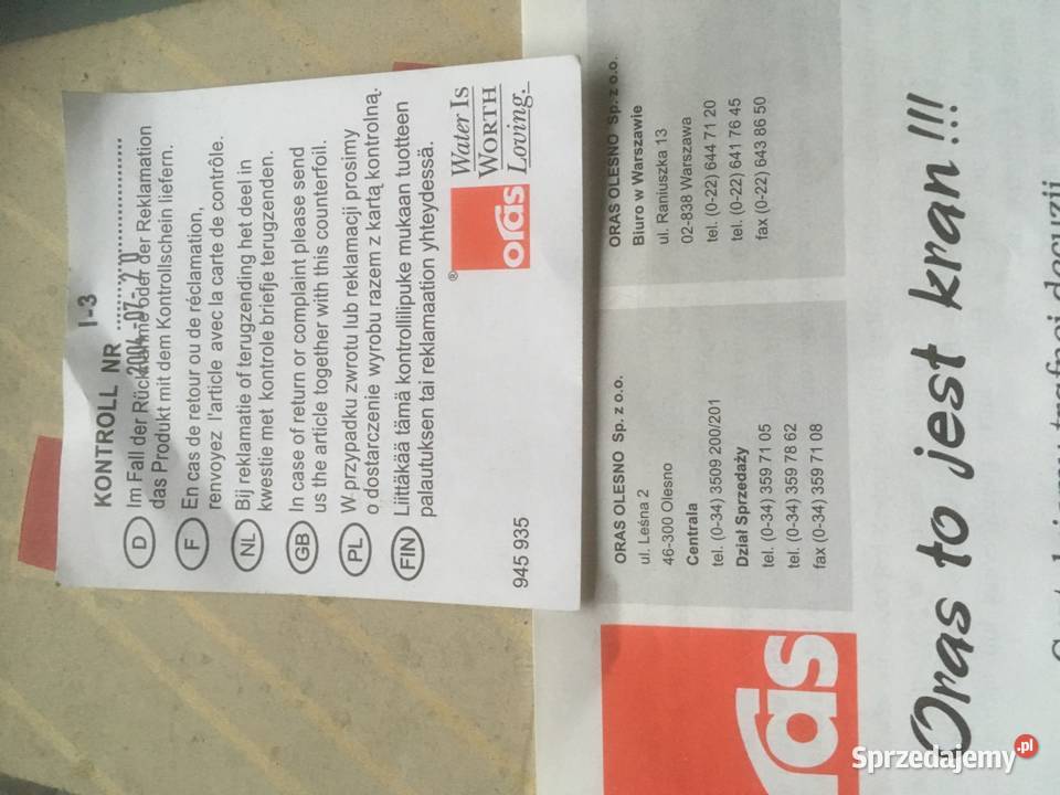 Rewelacyjny nowy chromowany kran Oras odsprzedam Kraków