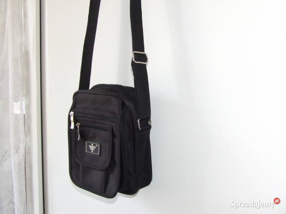 Materiałowa czarna torba na ramię ramię 21cm Torby i torebki Oborniki Śląskie