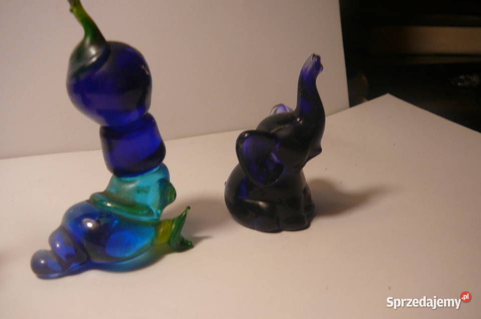 Małe figurki szklane słoń foka gąsienica dolnośląskie