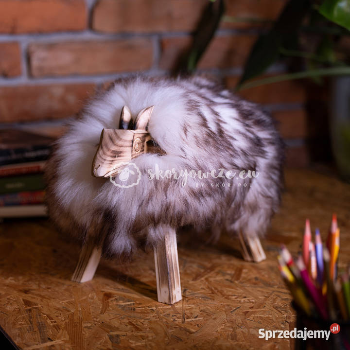 Krzesło baranek dekoracyjny biało brązowy