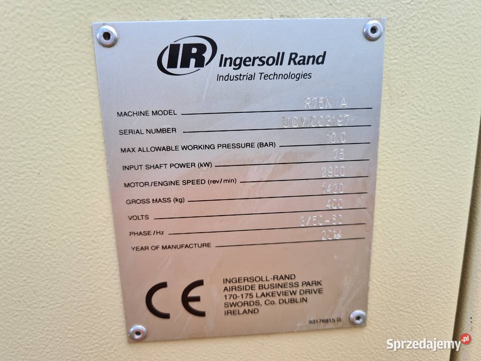 Kompresor śrubowy INGERSOLL RAND NIRVANA R75N Zduny
