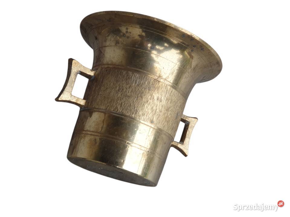 Stary mosiężny moździerz kuchenny sygnowany lata śląskie Cieszyn