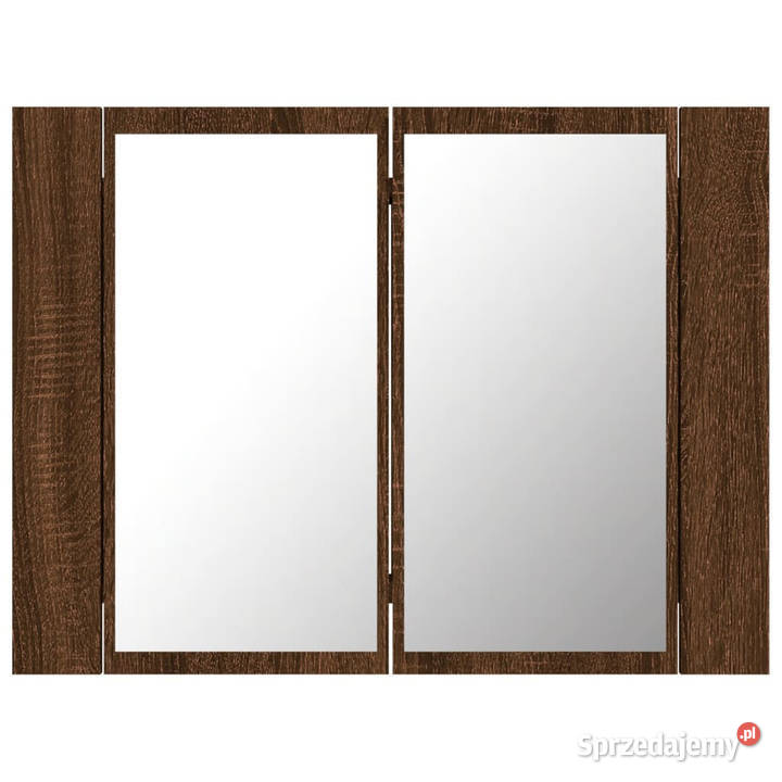 Szafka łazienkowa z lustrem brązowy dąb 60x12x45
