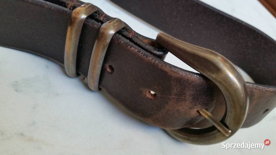 Skorzany pasek z metalowa klamra Puławy