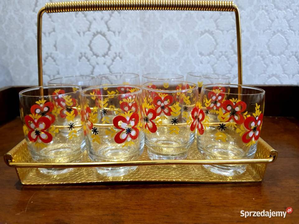 kieliszki DDR lata 50 vintage art deco łódzkie