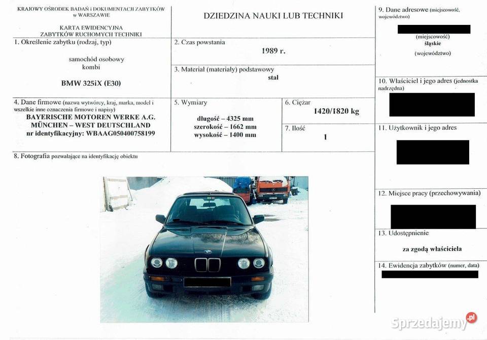 BMW E30 325iX Touring Automat ZABYTEK UNIKAT Rok produkcji 1989 śląskie Siemianowice Śląskie