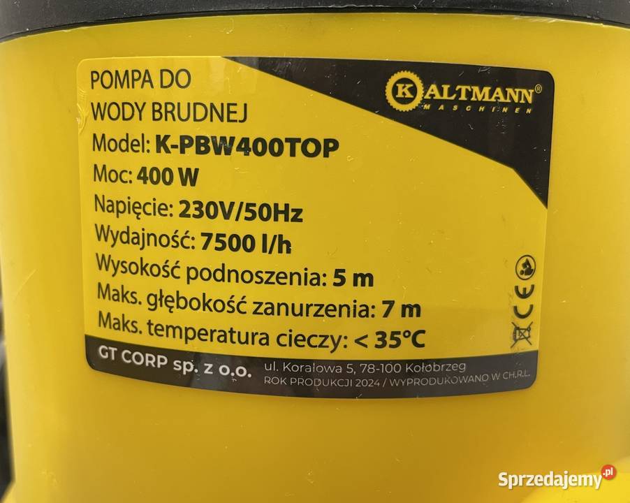 Pompa do wody brudnej Kaltmann 400W KPBW100TOP