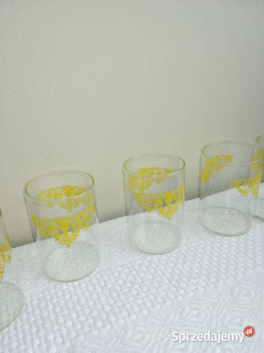 kieliszki komplet białe szkło z wzorkiem 6 sztuk Gdańsk