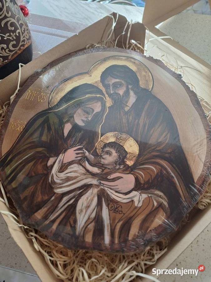 Obraz śwRodziny malowany ręcznie na plastrze Strzyżów