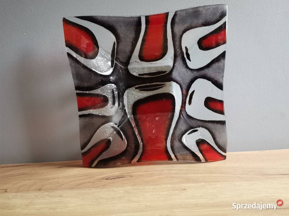 Stara duża patera owocarka kolorowe szkło design