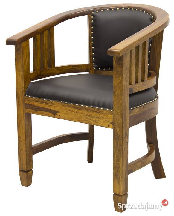 Kolonialne drewniane indyjskie krzesło fotel podłokietniki