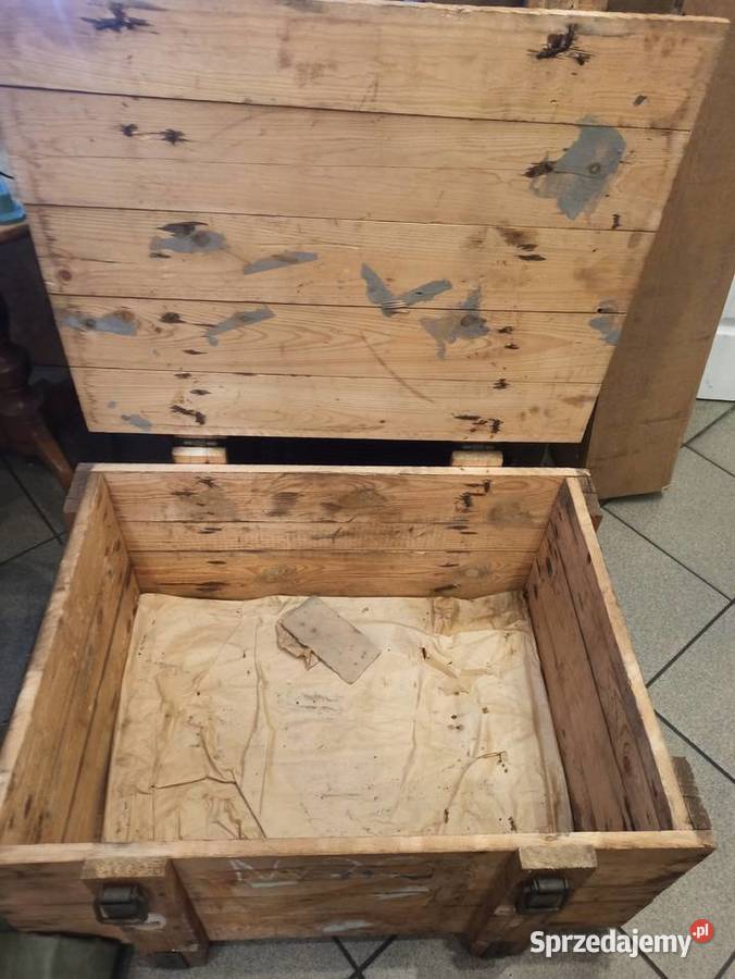 Drewniana skrzynia wojskowa niemalowana 81x 61 x Pozostałe