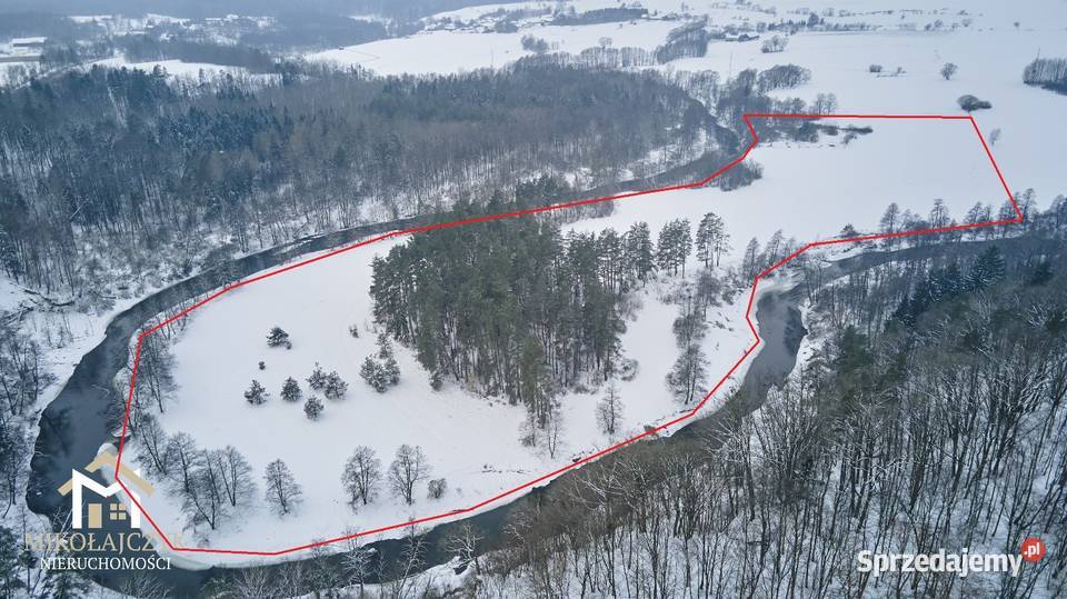 Urokliwa działka rolna z linią brzegową Łyny Bartoszyce