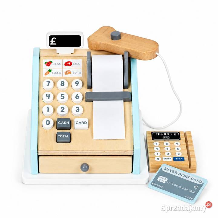 Drewniana kasa fiskalna dzieci ECOTOYS zabawa w Edukacyjne opolskie sprzedam