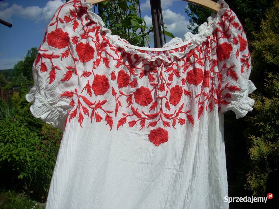 Koszula Haftowana Hiszpanka Luźna NOWA 40 42 krótki Moda i Styl Nowy Sącz