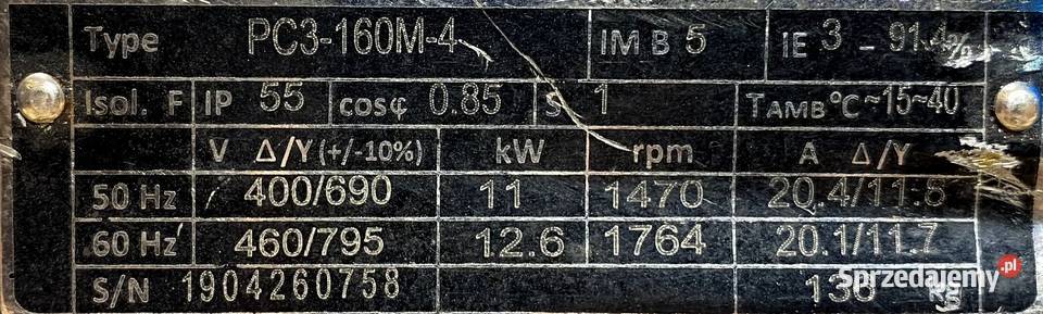 silnik elektryczny 11kW 1470obr IE3