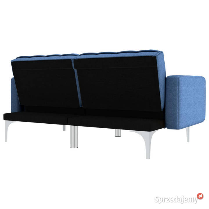 Sofa rozkładana niebieska tapicerowana tkaniną Warszawa