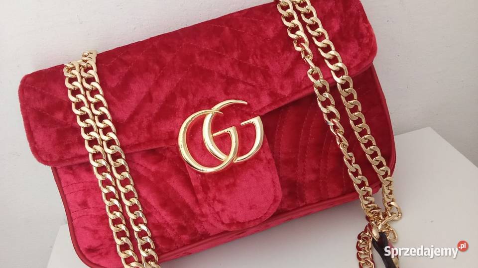 Gucci marmont Velvet handbag red torebka Dla kobiet Stalowa Wola