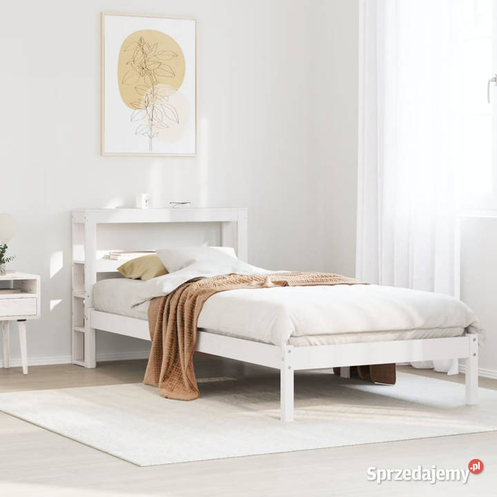 Rama łóżka bez materaca biała lite drewno 82cm mazowieckie
