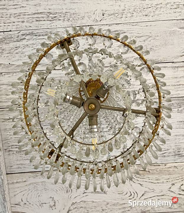 Francuski kryształowy Żyrandol 33 mosiądz 3
