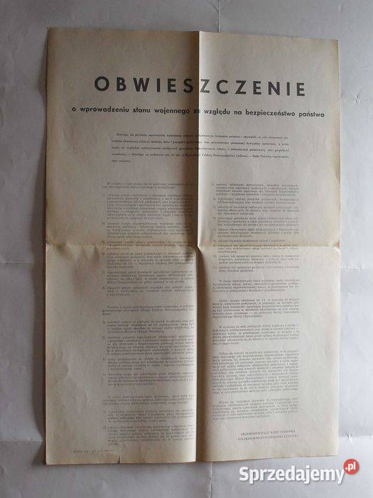 Plakat obwieszczenie o wprowadzeniu stanu Wrocław