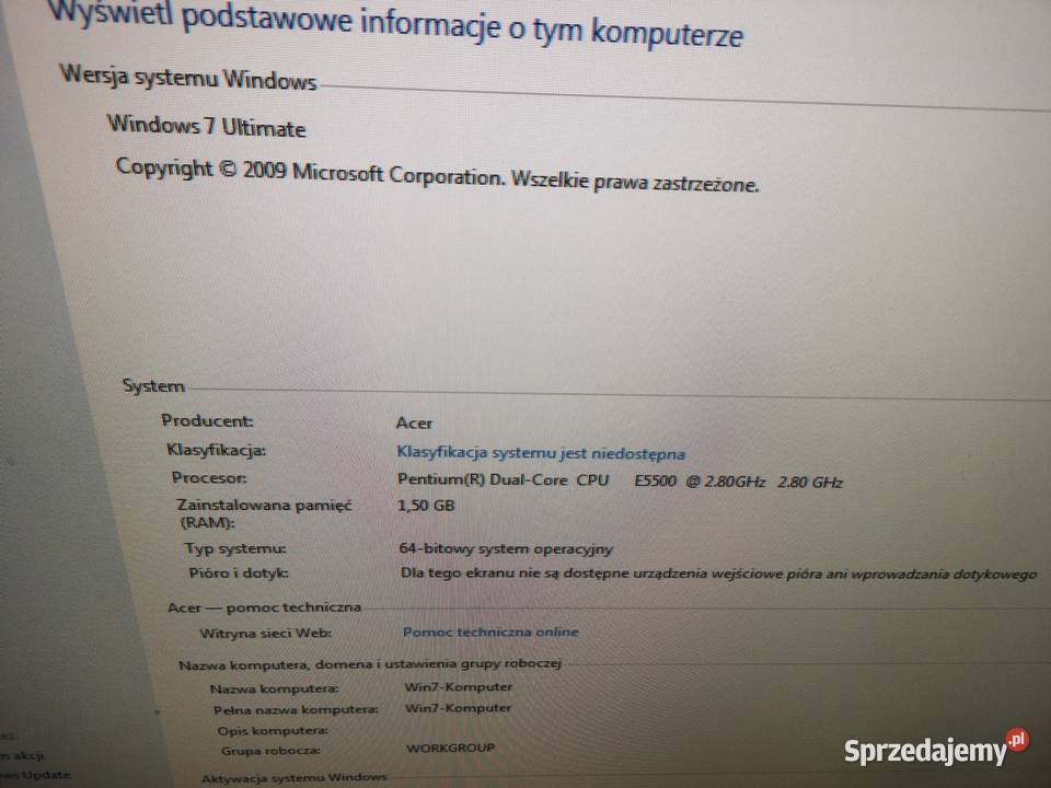 Komputer Dual Core 28 Ghz 2CpusE5500 Monitor Skomielna Biała