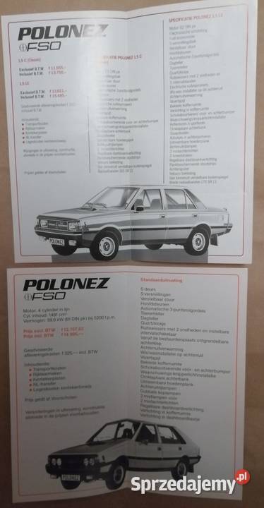 Prospekt cennik FSO Polonez Fiat 125p PRL Kraków