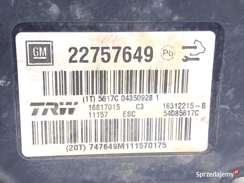 POMPA ABS OPEL INSIGNIA A 22757649 20 160 0817