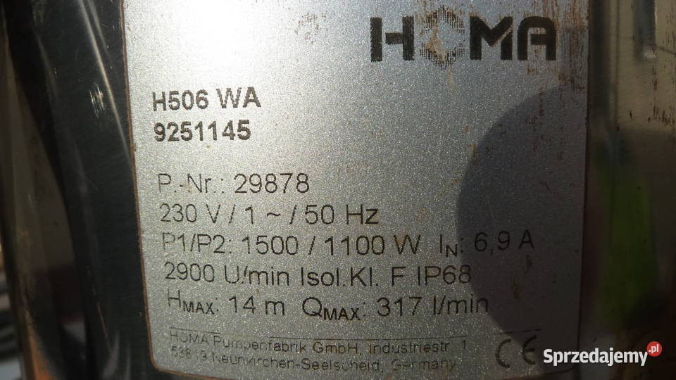 Pompa zanurzeniowa do brudnej wody HOMA H506 Łódź