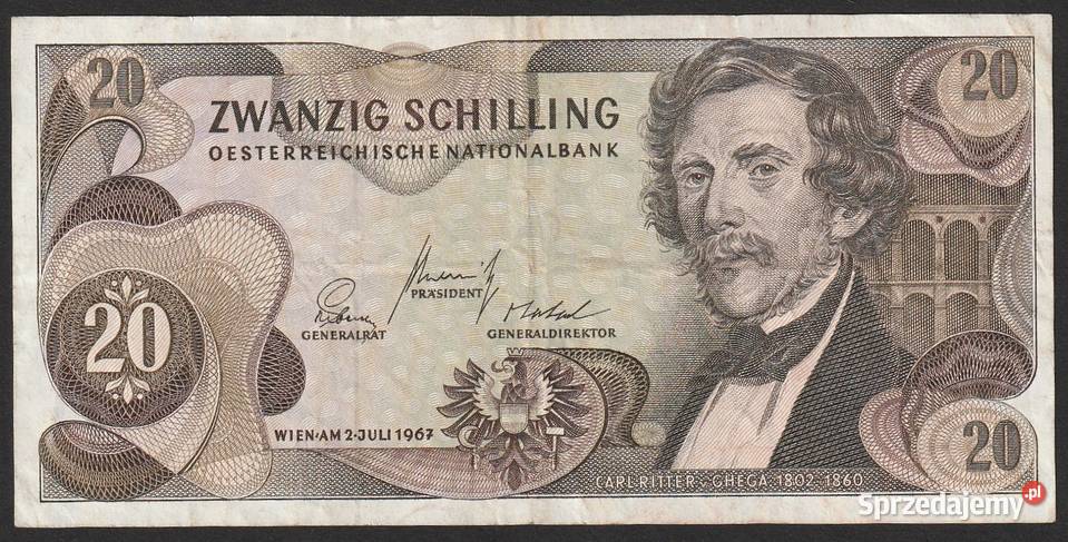 AUSTRIA 20 SCHILLING 1967 CARL RITTER R łódzkie Łódź