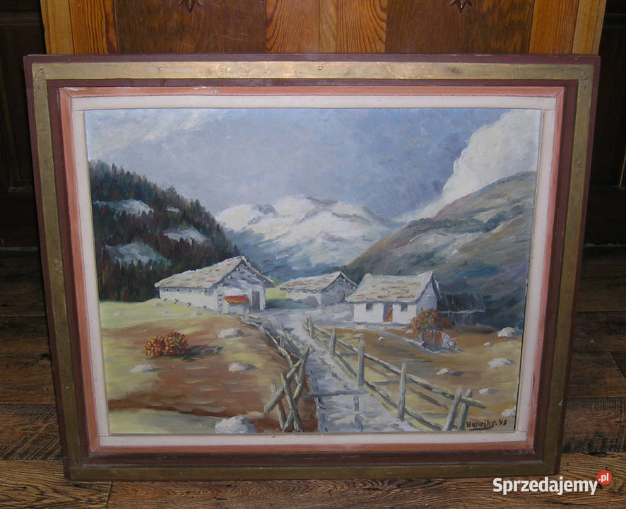 obraz olejny vintage Górska droga 1948rD130 dolnośląskie sprzedam