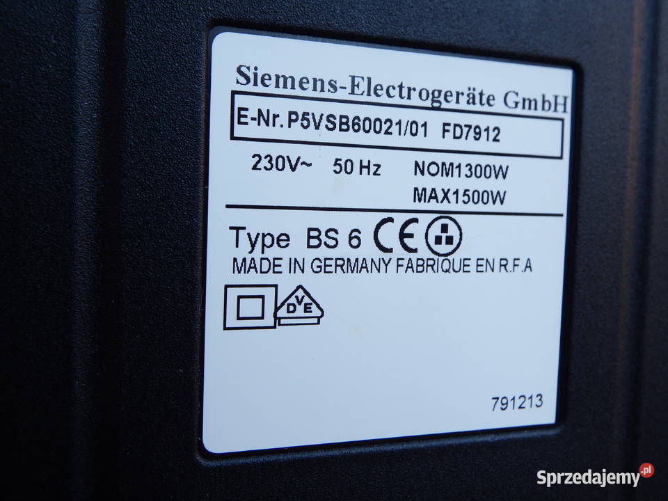 Siemens odkurzacz workowyduża moc 1500watt Stan
