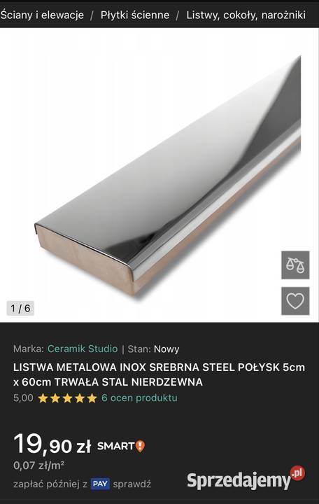 LISTWA METALOWA INOX SREBRNA STEEL POŁYSK 5 x 60 warmińsko-mazurskie Morąg