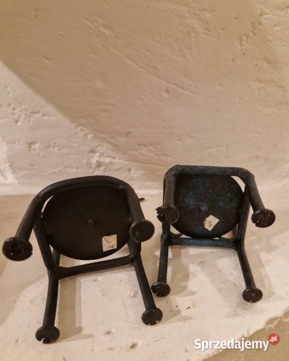 Dwa ŚWIECZNIKI krzesełka jako komplet kute czarny