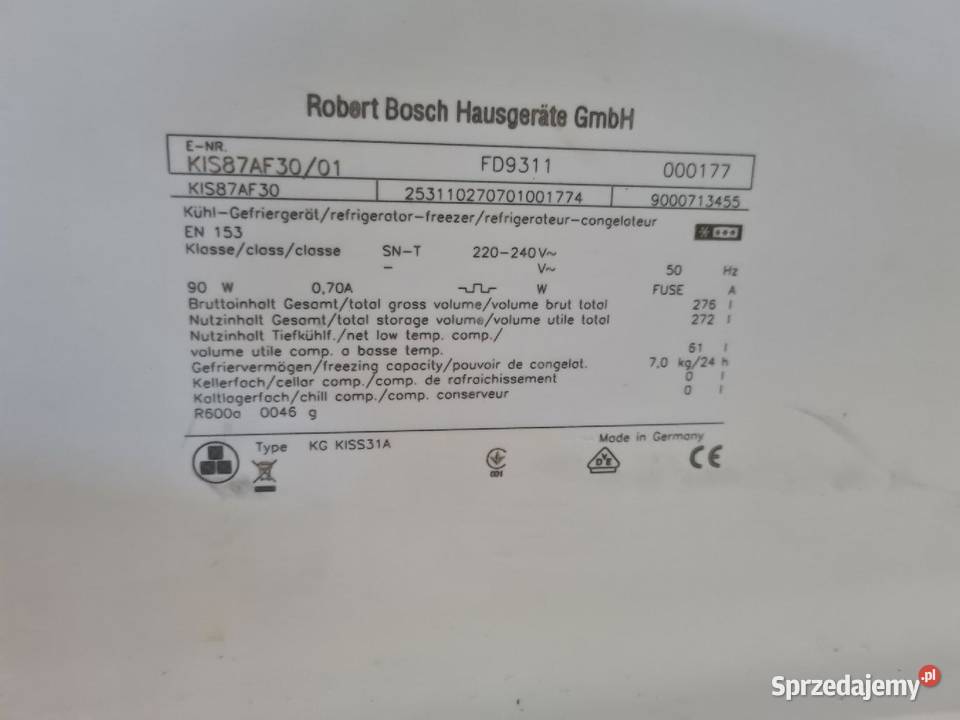 Lodówka Bosch do zabudowy wielkopolskie Kórnik sprzedam