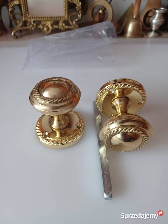 Komplet klamek gałek mosiężnych obrotowych Klamki i uchwyty Poznań