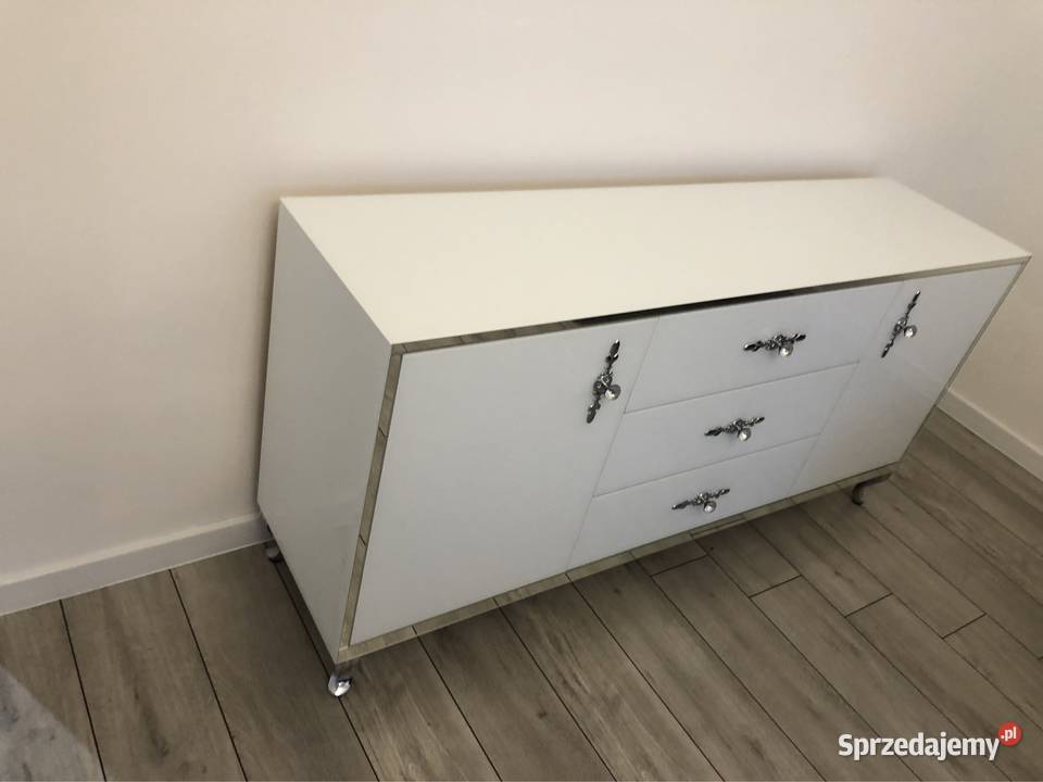 Komoda biała glamour lustrzana nowoczesna okazja Komody